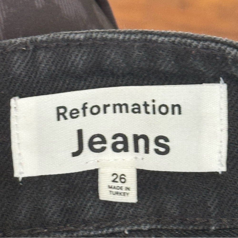 Reformation High Rise Black Jeans with Belt - Picture 2 of 7
